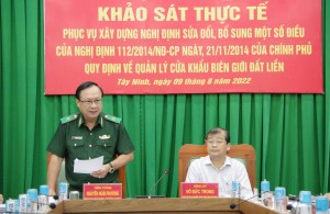 Bộ Quốc phòng khảo sát xây dựng, bổ sung, sửa đổi Nghị định 112 của Chính phủ tại tỉnh Tây Ninh - Báo Tây Ninh Online